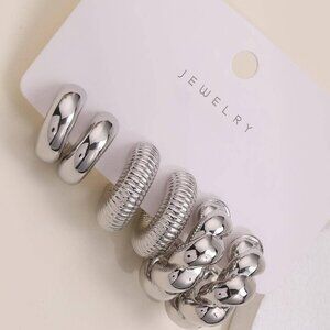 Silver Old Money Style Women's Geometric Earrings set